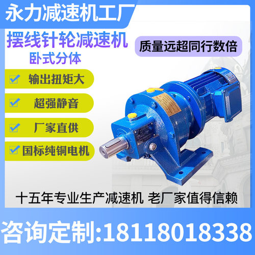 摆线针轮减速机立式卧式国标纯铜减速机两件式380V电机减速机 - 图0