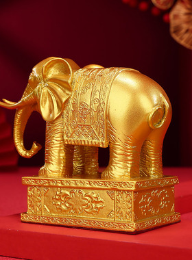 铜欣祥 黄铜有底大象摆件 家居办公室大象工艺品桌面装饰摆设