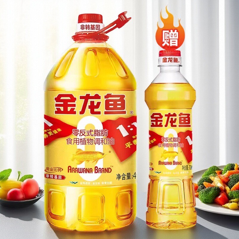 金龙鱼非转基因黄金比例1:1:1食用植物调和油4L桶装食用油色拉油 - 图3