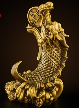 黄铜鸱吻厨房摆件铜龙头鱼身西北角避火龙螭吻鳌鱼瑞兽进门用大号