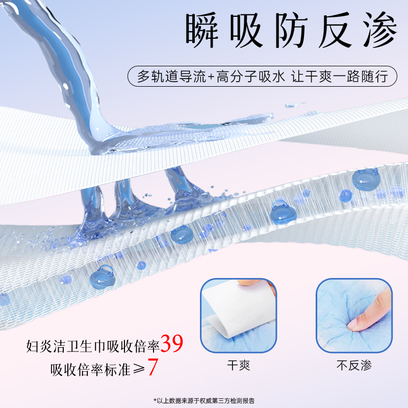 【优于新国标】妇炎洁消毒级护垫卫生巾超薄透气瞬吸185mm护翼型 - 图2