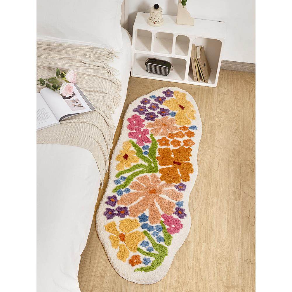 多巴胺花卧室床边毛毯儿童和女孩房间长毛绒地毯不对称凸窗垫特殊,淘宝优惠券,粉丝福利购,淘宝优惠卷