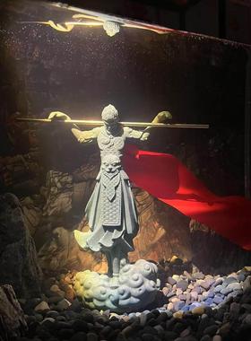 鱼缸造景至尊宝青砂石齐天大圣斗战胜佛水族山水书桌盆栽微景观