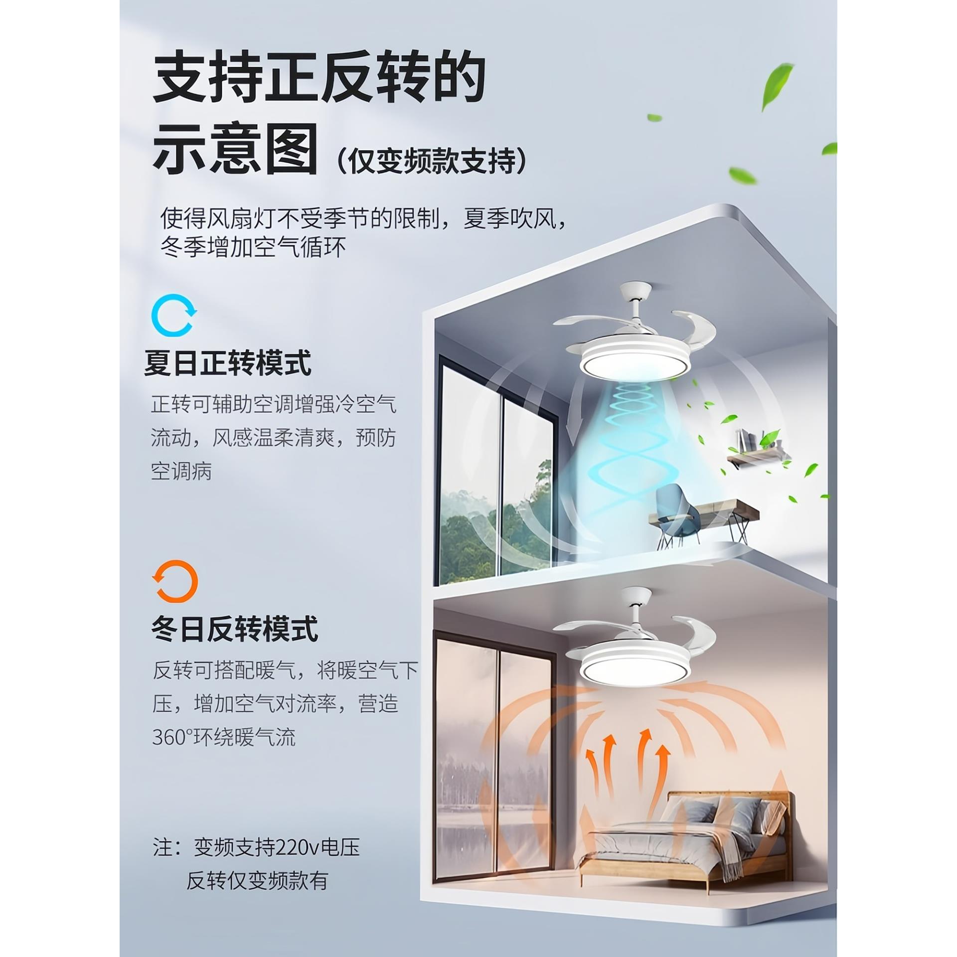 隐形风扇灯2025年新款一体吊扇吸顶卧室客厅餐厅吊灯中山灯具696K - 图1