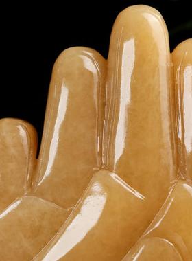 梓勋天然黄玉石泰山石敢当五指山摆件家居室内外风水用品桌面装饰