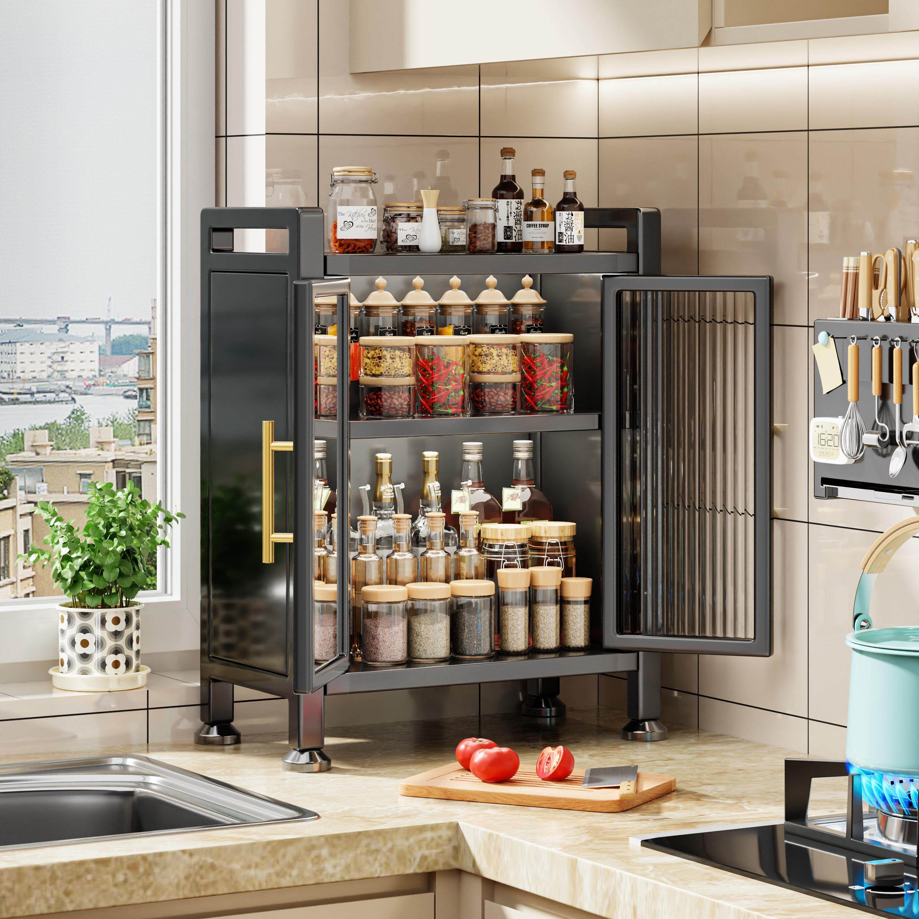 厨房置物架多功能家用整体橱柜多层微波炉柜子餐边碗碟储物收纳层,淘宝优惠券,粉丝福利购,淘宝优惠卷