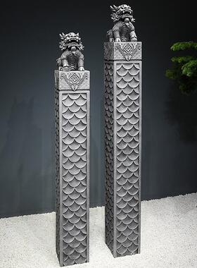 拴马桩仿石雕庭院装饰乔迁入户玄关狮子麒麟貔貅禅意中式落地摆件