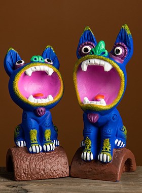 云南瓦猫瓦当猫灵兽桌面摆件云南旅游纪念品伴手礼物