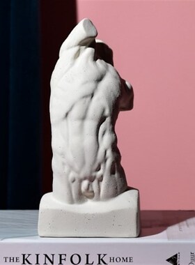 白色陶瓷磨砂面手感抽象半身人物雕像摆件美式书房玄关客厅摆设