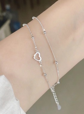 2025新款高级镂空爱心手链女款轻奢小众双层简约百搭七夕精美礼品