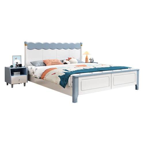 现代简约实木床1.孩5米男女单人床孩HDH复古风1.8小户型米公主儿 - 图3