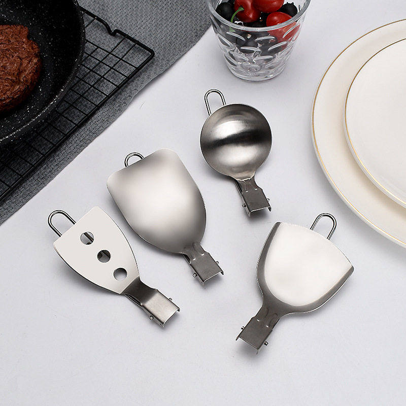 跨境纯钛折叠厨具套装304不锈钢锅铲煎铲户外便携炊具露营汤勺漏,淘宝优惠券,粉丝福利购,淘宝优惠卷