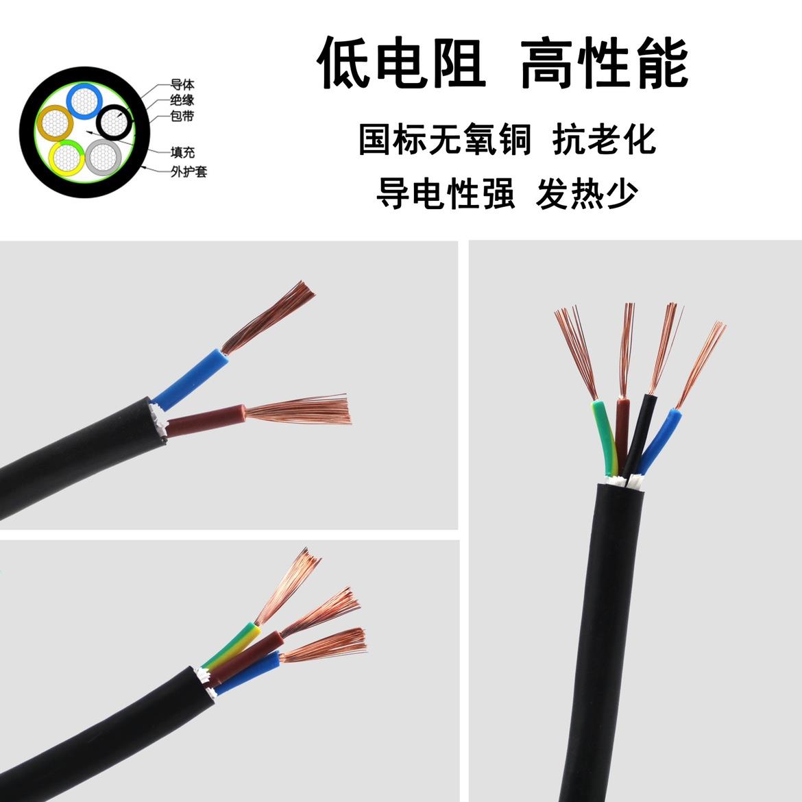 起帆电线AVVR/RVV软护套线2/3芯*0.3/0.5/0.75/1/1.5/2.5/4/6平方 - 图0