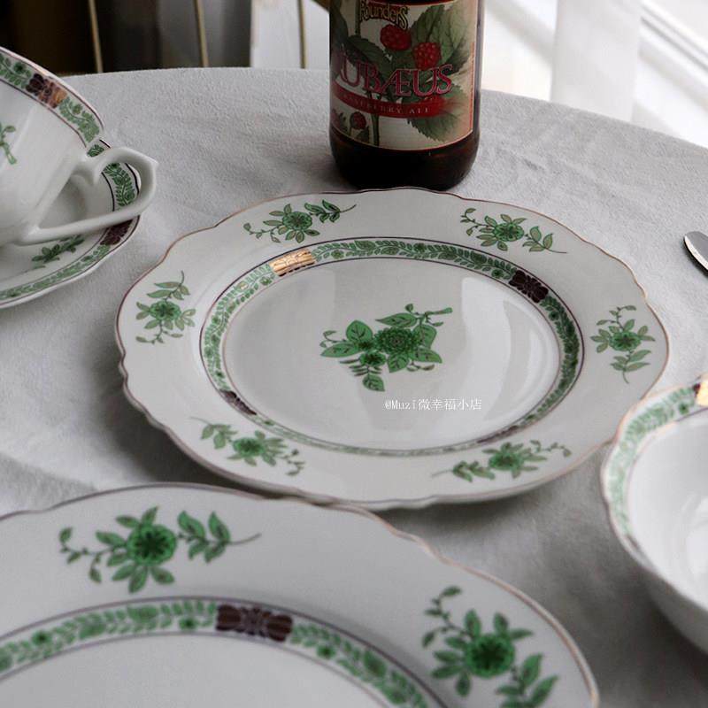绿意花边点蕊奢华描金西餐牛扒盘蛋糕甜点盘甜品碗米饭碗罗宋汤盘,淘宝优惠券,粉丝福利购,淘宝优惠卷