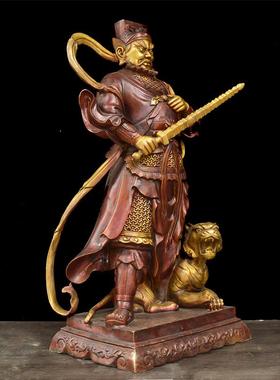 超大铜赵公明装饰铜站黑虎玄檀赵元帅家客厅店吴财神铜像