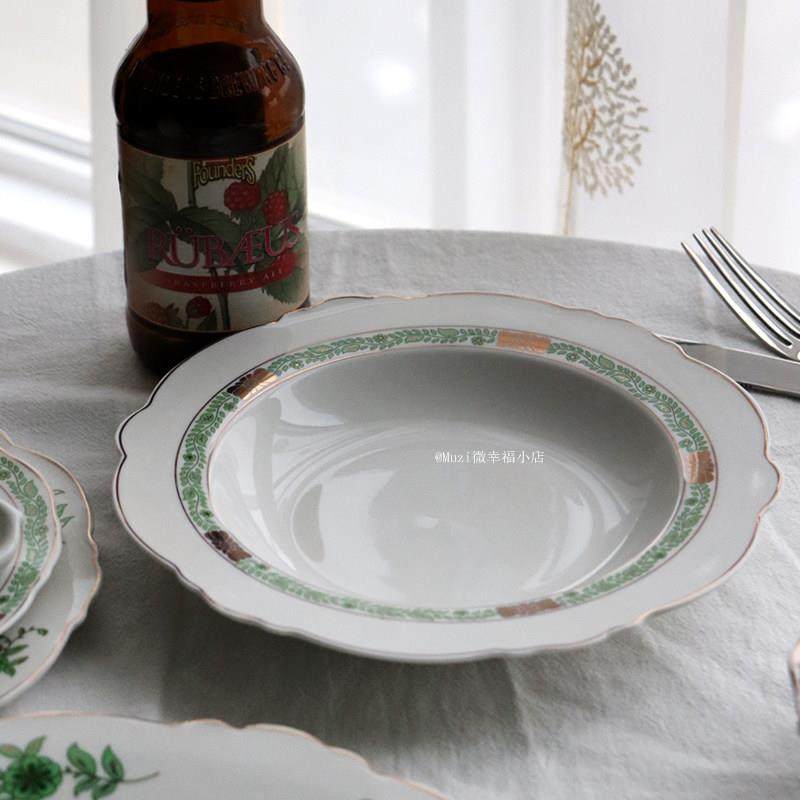 绿意花边点蕊奢华描金西餐牛扒盘蛋糕甜点盘甜品碗米饭碗罗宋汤盘,淘宝优惠券,粉丝福利购,淘宝优惠卷