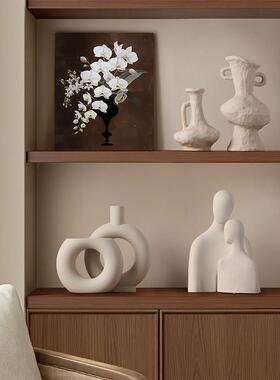 贝汉美中古陶瓷花瓶摆件客厅酒柜套装素胚艺术名宿高级感软装饰品