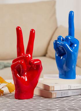 优艺诗 现代简约 胜利手势ok手势家居创意装饰摆件工艺品软装配饰