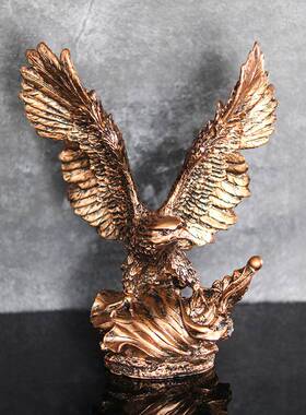 复古美式动物老鹰摆件仿铜雄鹰展翅立体雕塑工艺品玄关办公室饰品