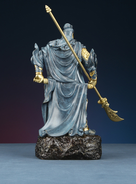 铜欣祥黄铜关公摆件家居装饰品客厅办公室武财神关二爷武圣关公像