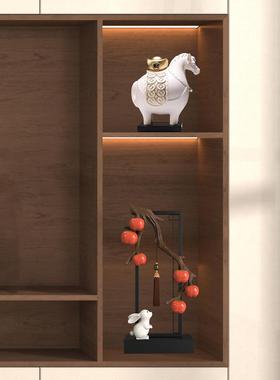 柿柿如意客厅摆件电视柜家居装饰品高玄关新中式酒柜乔迁之喜礼物