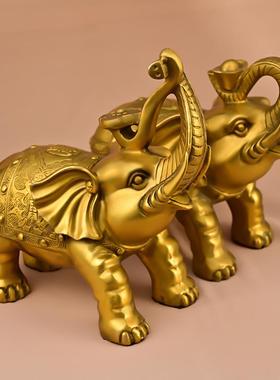 铜大象摆件纯铜元宝如意象吸水象家居办公室桌面礼品大号吉祥福象
