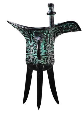 古代创意酒杯套装家用爵杯复古工艺品青铜器摆件婚庆影视道具酒樽