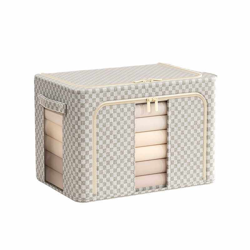 新款棋盘格收纳箱衣柜大容量环保PP板翻盖式衣物被子整理筐储物盒,淘宝优惠券,粉丝福利购,淘宝优惠卷