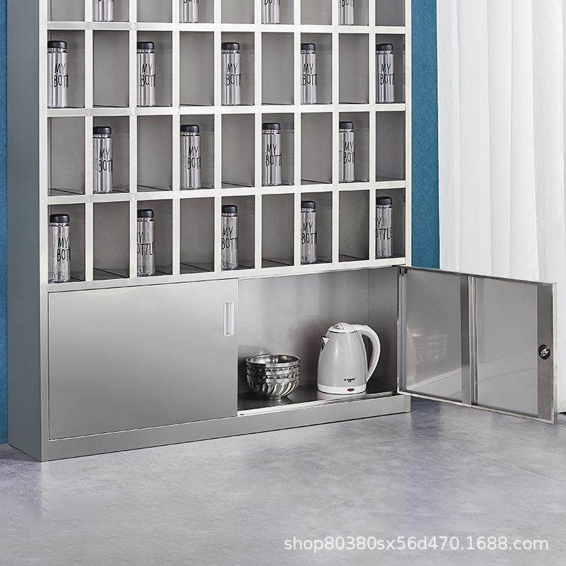 不锈钢水杯柜工厂车间员工茶杯存放柜休息室茶水储物柜多格放置架,淘宝优惠券,粉丝福利购,淘宝优惠卷