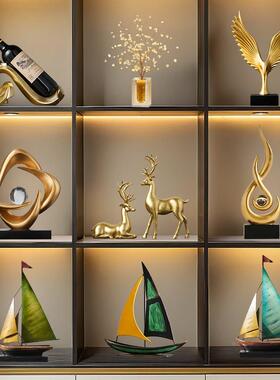 复古一帆风顺帆船模型摆件客电F985T79T视轻柜饰酒柜办公厅室桌奢