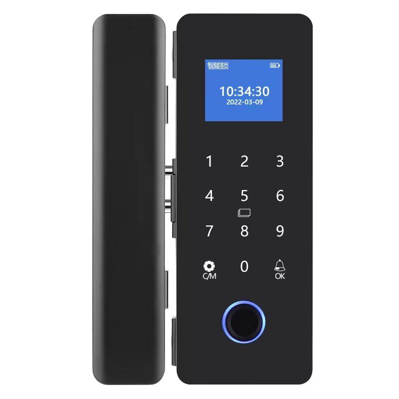 有框玻璃门指纹锁免开孔铝合金免打孔办公室单双开智能电子密码锁,淘宝优惠券,粉丝福利购,淘宝优惠卷