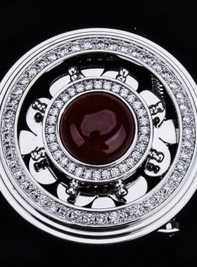 3.9宽平滑皮带扣 红色玉石镶满钻时来运转不锈钢士腰带扣头