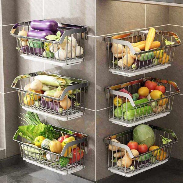 ///304不锈钢挂篮厨房置物架壁挂式墙上放姜蒜蔬菜篮子收纳,淘宝优惠券,粉丝福利购,淘宝优惠卷