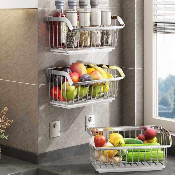 ///304不锈钢挂篮厨房置物架壁挂式墙上放姜蒜蔬菜篮子收纳,淘宝优惠券,粉丝福利购,淘宝优惠卷