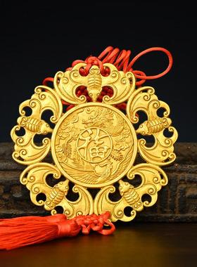 铜五福临门挂件纯铜中国结铜钱大号家居店铺福鼠吊金钱装饰品送礼