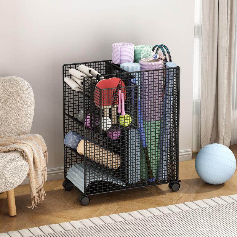 瑜伽收纳筐健身器材收纳架家用篮球哑铃收纳篮羽毛球拍夹缝置物架,淘宝优惠券,粉丝福利购,淘宝优惠卷