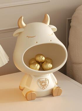 大嘴玄关钥匙收纳牛摆件入户客厅茶几托盘装饰品创意新房乔迁礼物