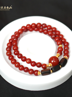 五台山红玛瑙檀木鸿运当头手串