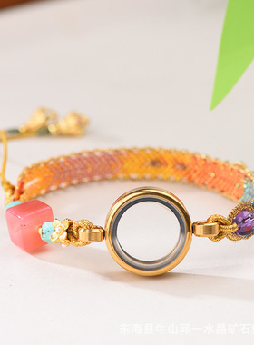 新中式国风蝴蝶编织手链藏式民族风嘎乌盒唐卡手工编织手绳饰品