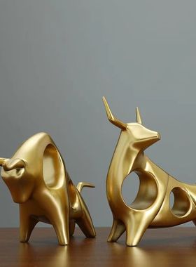 简约现代招财客厅现代家居客厅高档办公室装饰布置牛气冲天摆件