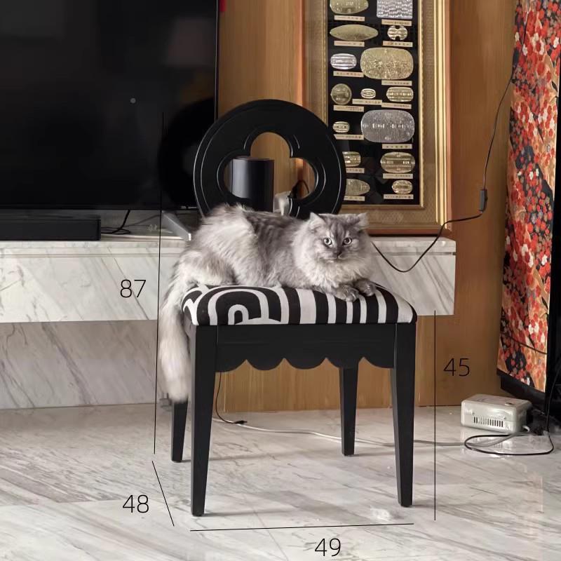 简约计师中525古白蜡木餐椅草法式四叶酒店靠化设妆椅实木背餐桌 - 图2