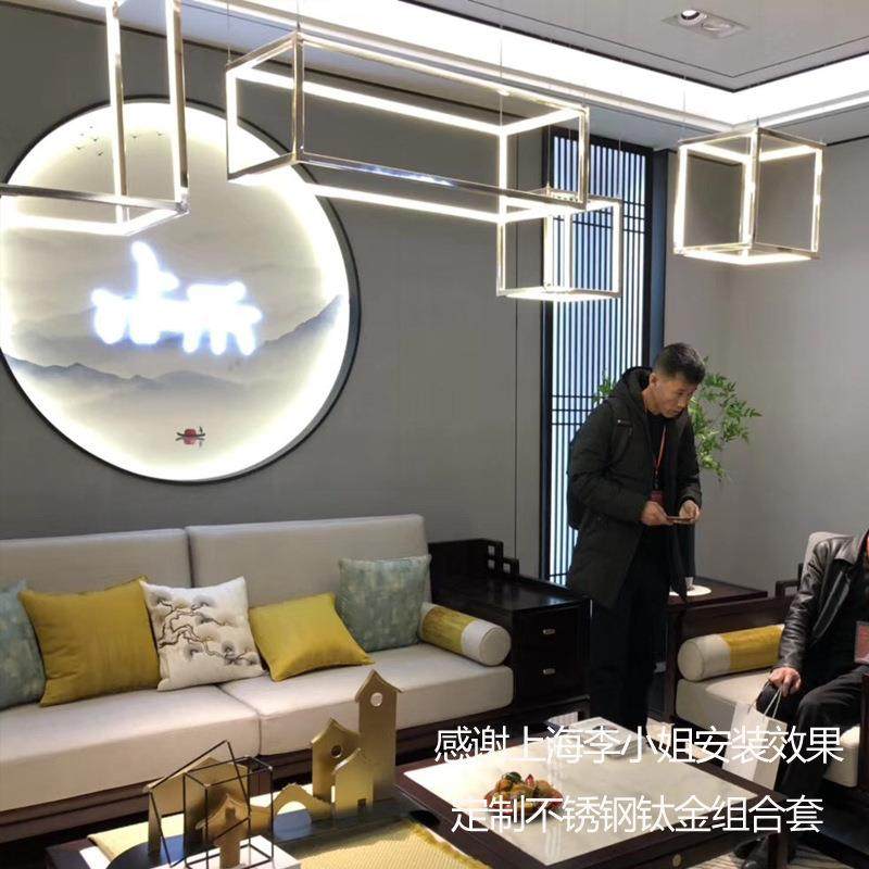 304不锈钢真空镀正形方框灯908吊店酒方售楼部工程几何大吊灯,淘宝优惠券,粉丝福利购,淘宝优惠卷