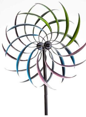 厂家销创意园欧QUS直式花园艺金属工艺品铁风车花插林庭院插件