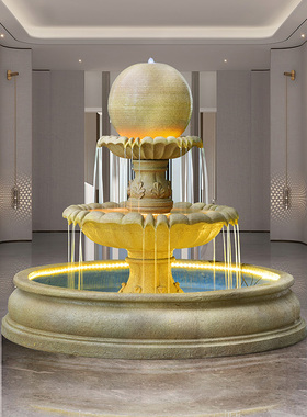 大型圆球流水喷泉摆件创意庭院落地鱼池水景室内户外招财转运装饰