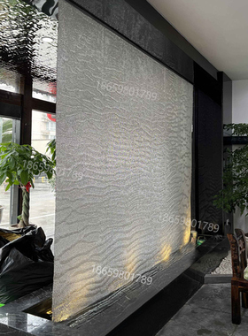 金属网水幕墙钢丝网水帘人工瀑布简约新型喷泉景观鱼波纹流水投影