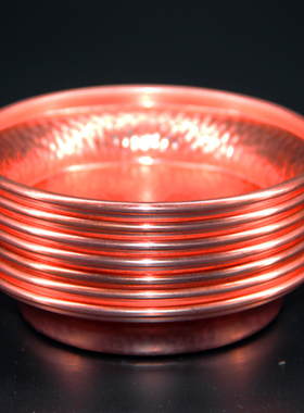 藏密坊 法会朵玛供盘小碟子红铜紫铜手工打磨供一套七个 烟供盘