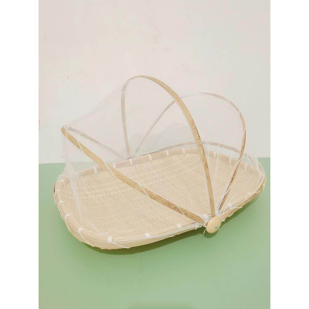 防苍蝇蚊虫筐带蚊帐网罩竹篮加帘晾晒家用盖菜农家竹制圆簸箕竹编,淘宝优惠券,粉丝福利购,淘宝优惠卷