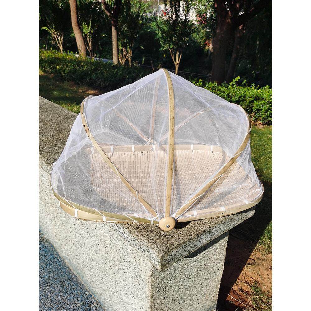 防苍蝇蚊虫筐带蚊帐网罩竹篮加帘晾晒家用盖菜农家竹制圆簸箕竹编,淘宝优惠券,粉丝福利购,淘宝优惠卷