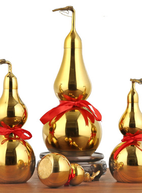 纯铜葫芦摆件开口铜葫芦大小号八卦百草明咒葫芦挂件