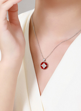 优米珠宝金钱草马年红玛瑙锁骨链